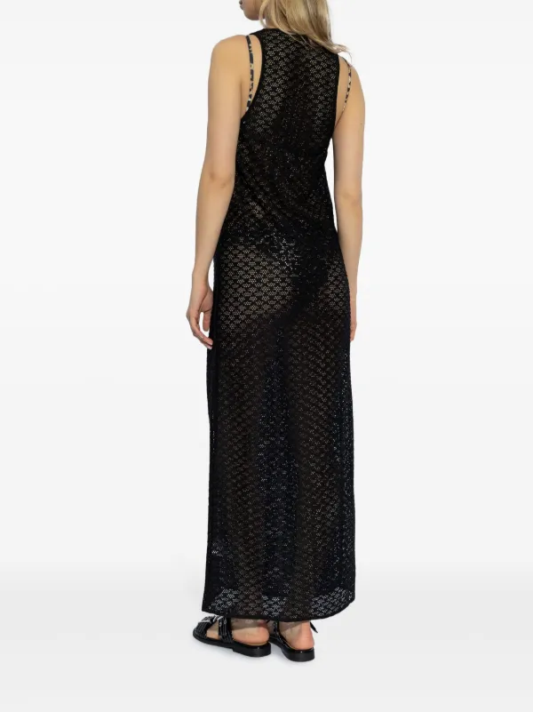 ganni beach dress Openwork Maxi | Black Boho maxi dress