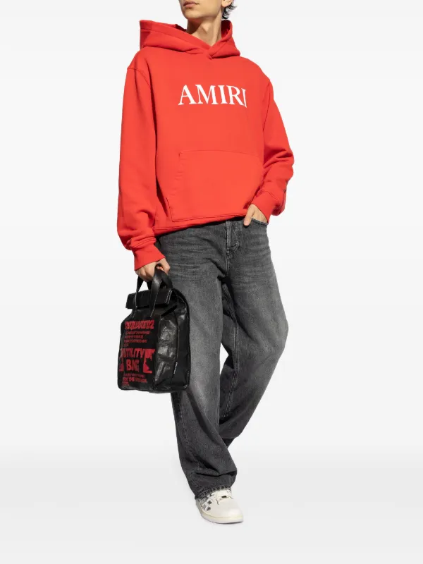 【関送込】AMIRI レッドロゴ プリント フーディ AMIRI logo-print Cotton Hoodie | Red | FARFETCH