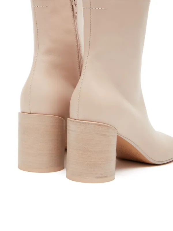 MM6 ライトピンクのレザーアンクルブーツ MM6 Maison Margiela Anatomic 70mm レザー アンクルブーツ