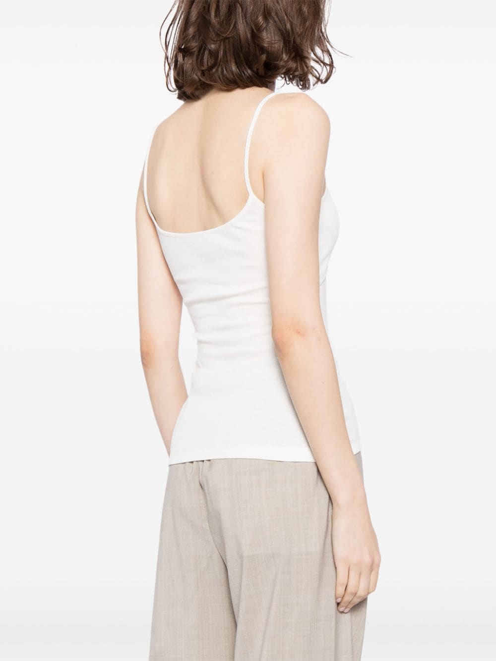 Shop Loewe Anagram-embroidered Fine-ribbed Cami Top In White