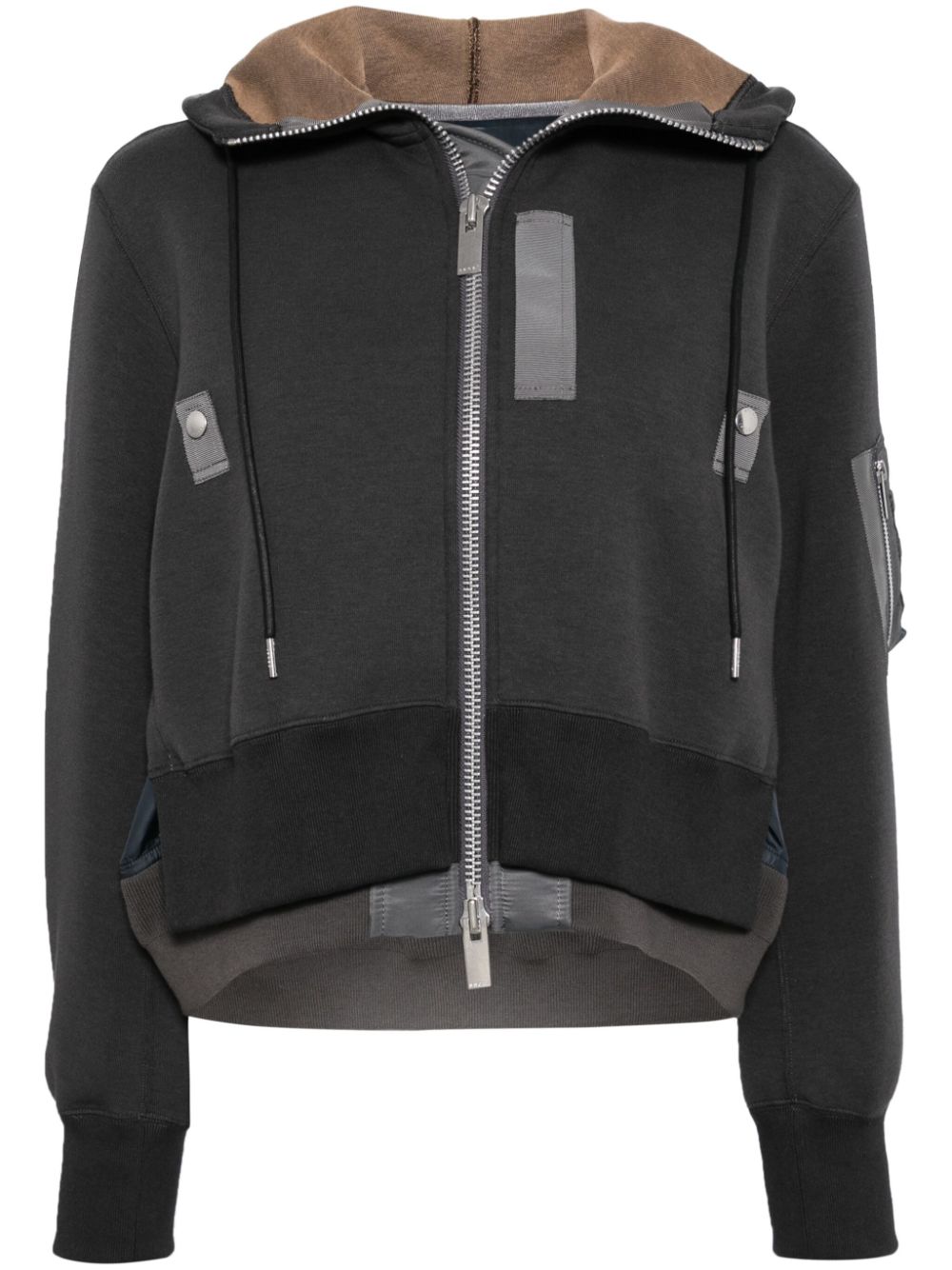 Sacai Layered-design Cotton-blend Jacket In Grey