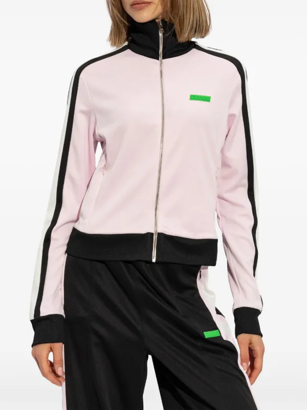 GANNI logo-patch high-neck Track Jacket | Pink | FARFETCH AO