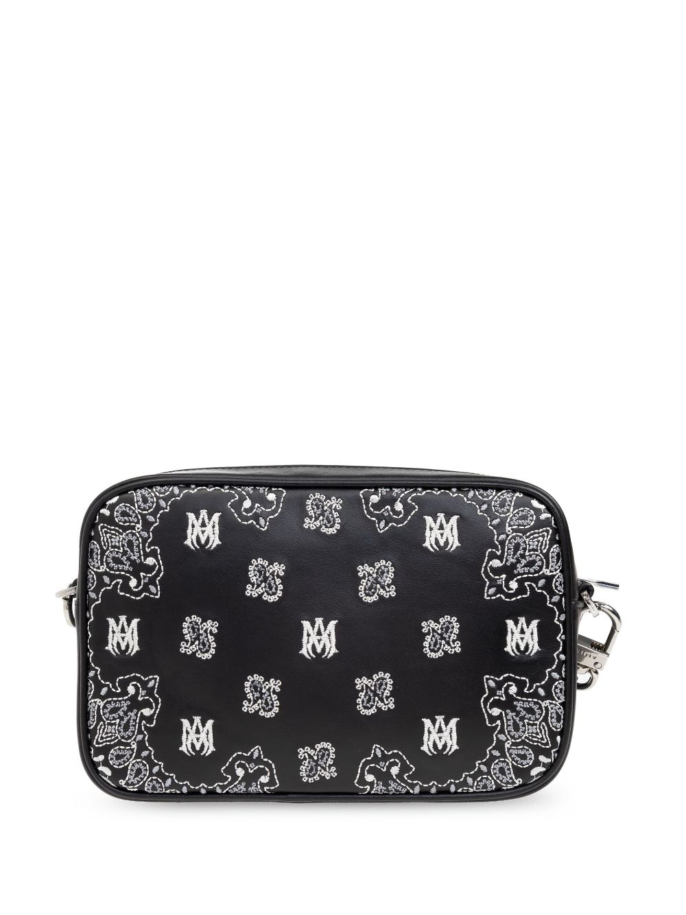 Shop Amiri Bandana Leather Crossbody Bag In Black