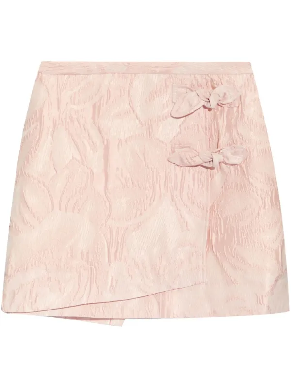 Ganni Bow-detailing Cloqué Skort in Pink