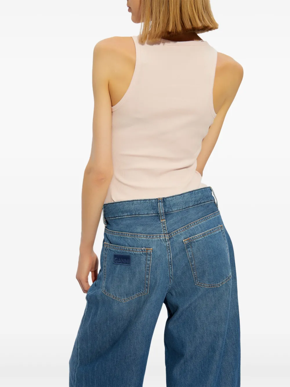 Buy cheap fashion GANNI logo-applique ribbed tank top Women