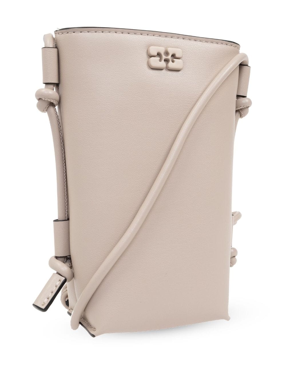 Shop Ganni Bou Logo-appliqué Crossbody Bag In Neutrals