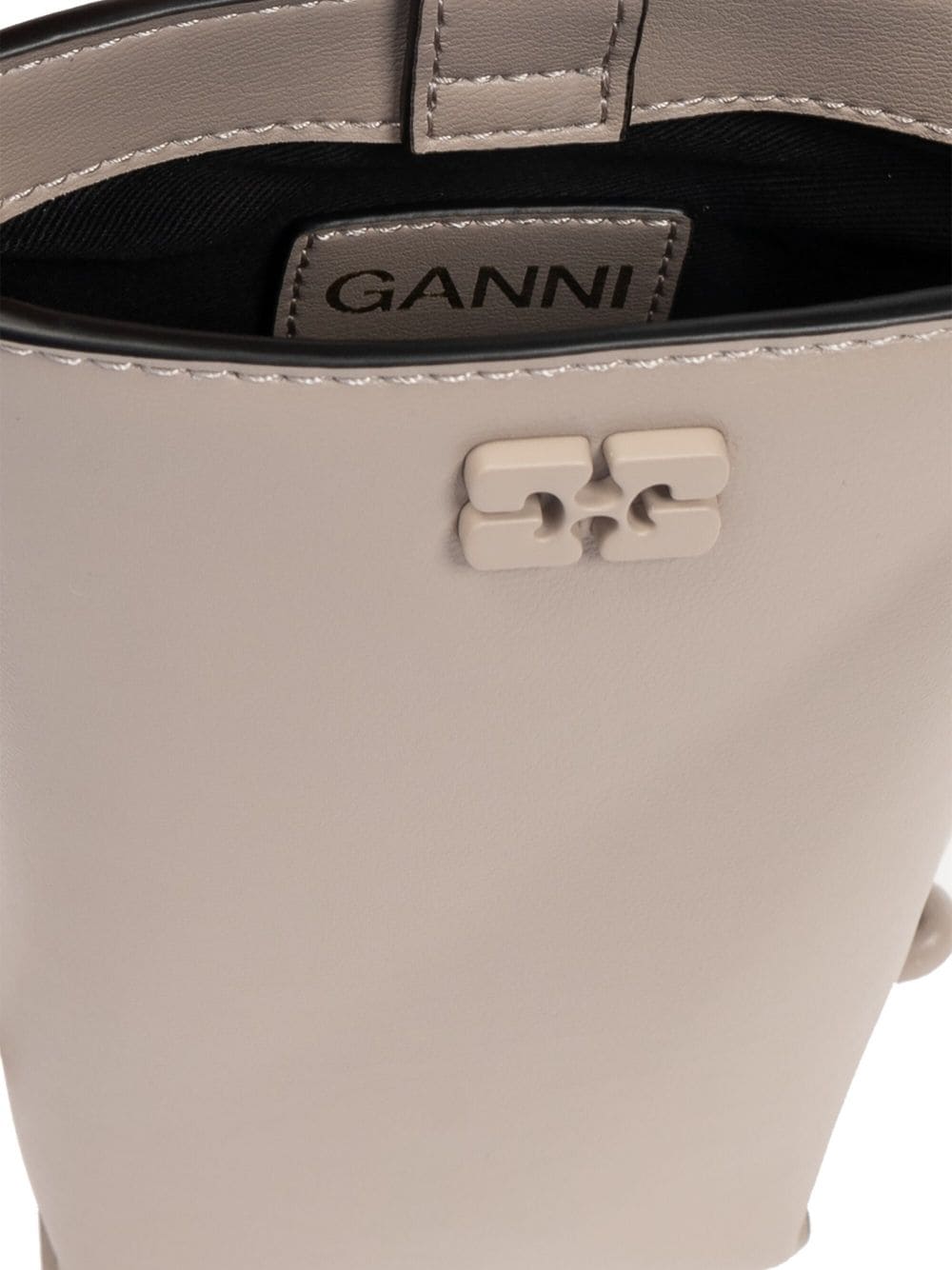 Shop Ganni Bou Logo-appliqué Crossbody Bag In Neutrals