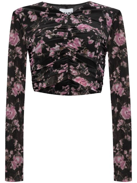 GANNI floral-print ruched blouse Women