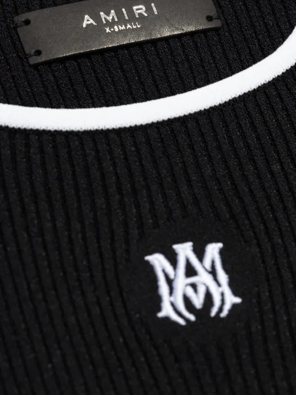 AMIRI Ribbed Embroidered Logo Crop Top | Black | FARFETCH