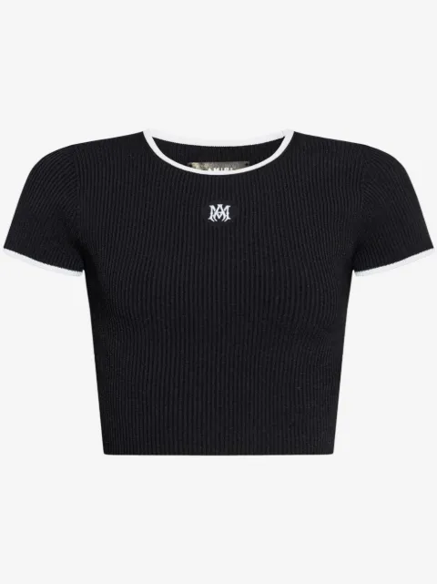 AMIRI ribbed embroidered logo crop top