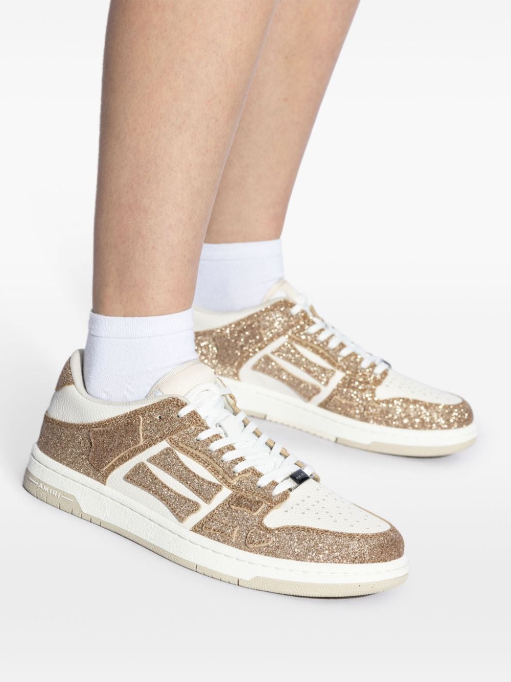 Shop Amiri Skel Top Glitter Sneakers In White