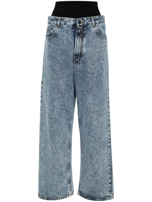 【関税込み】ALAIA ブルー ニットバンド ジーンズ ALAÏA: ブルー ニットバンド ジーンズ | SSENSE 日本