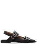 GANNI buckled leather pumps - Brown