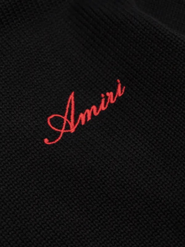 AMIRI KIDS Embroidered Logo Knitted Hoodie | Black | FARFETCH