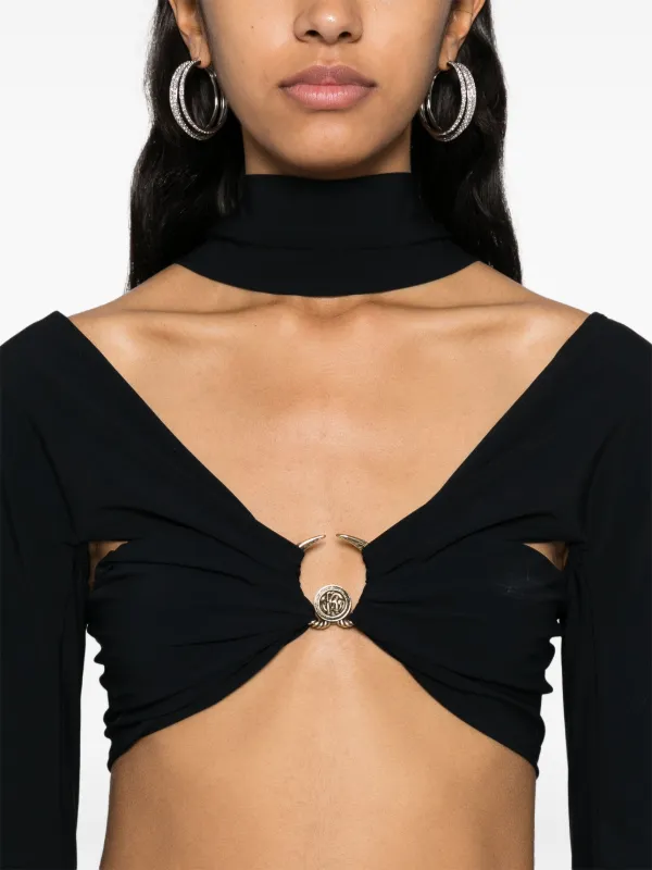 Roberto Cavalli long-sleeve Cropped Top | Black | FARFETCH