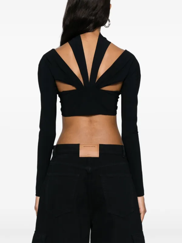 Roberto Cavalli long-sleeve Cropped Top | Black | FARFETCH