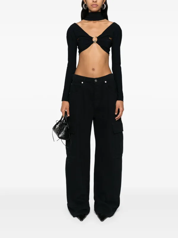 Roberto Cavalli long-sleeve Cropped Top | Black | FARFETCH