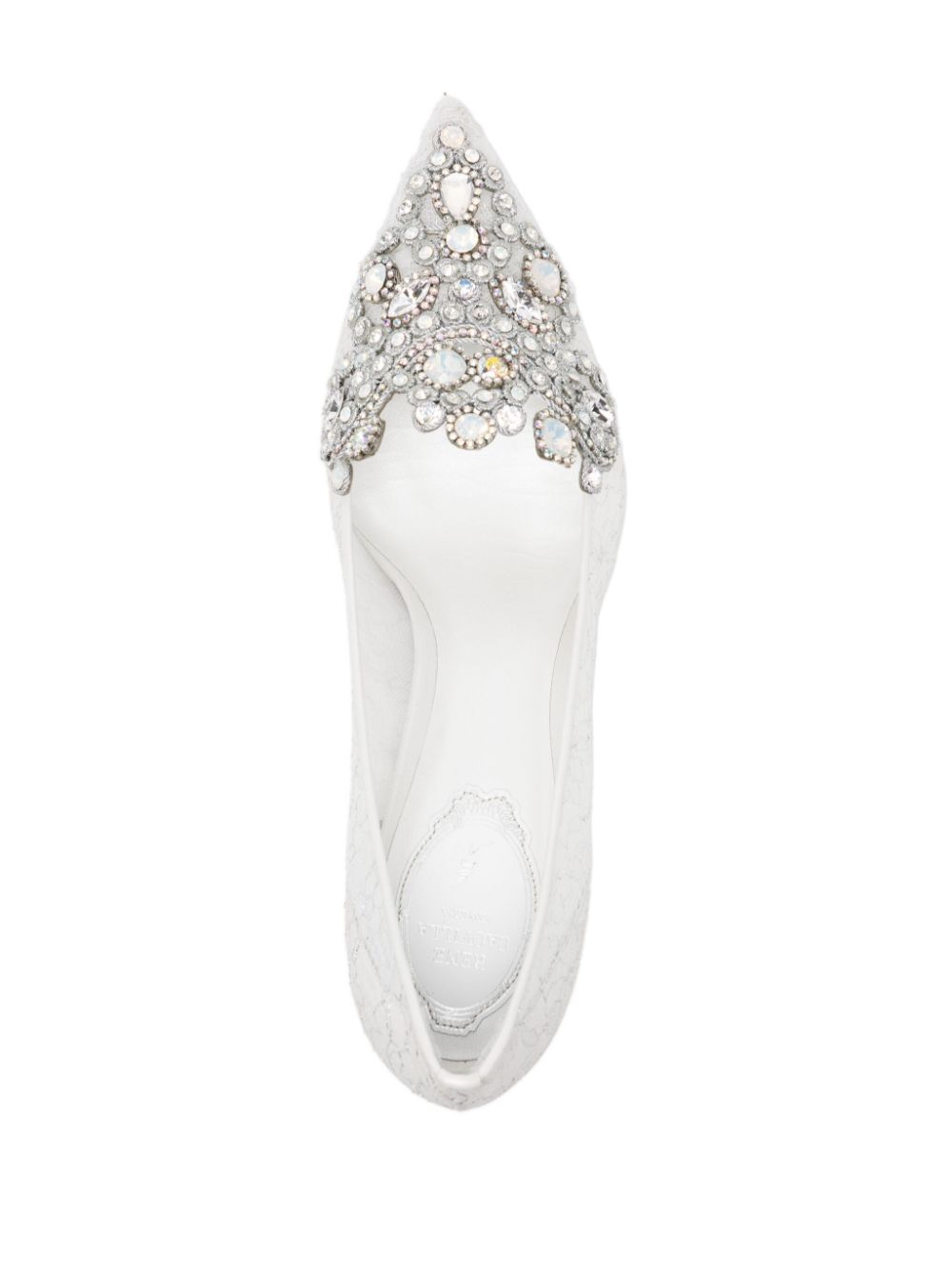 René Caovilla Veneziana crystal kitten-heel pumps White