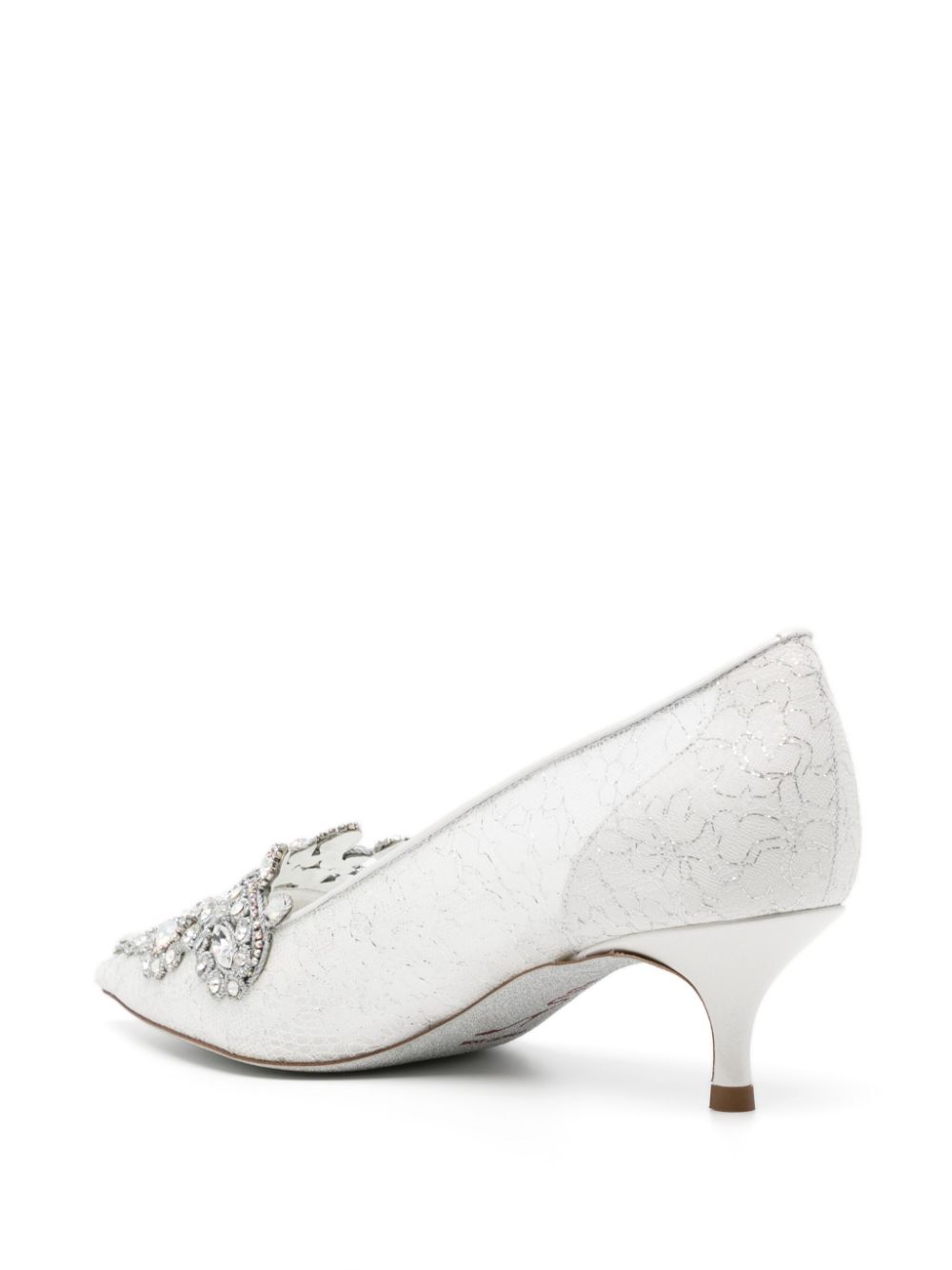 René Caovilla Veneziana crystal kitten-heel pumps White