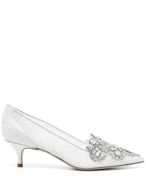 René Caovilla Veneziana crystal kitten-heel pumps