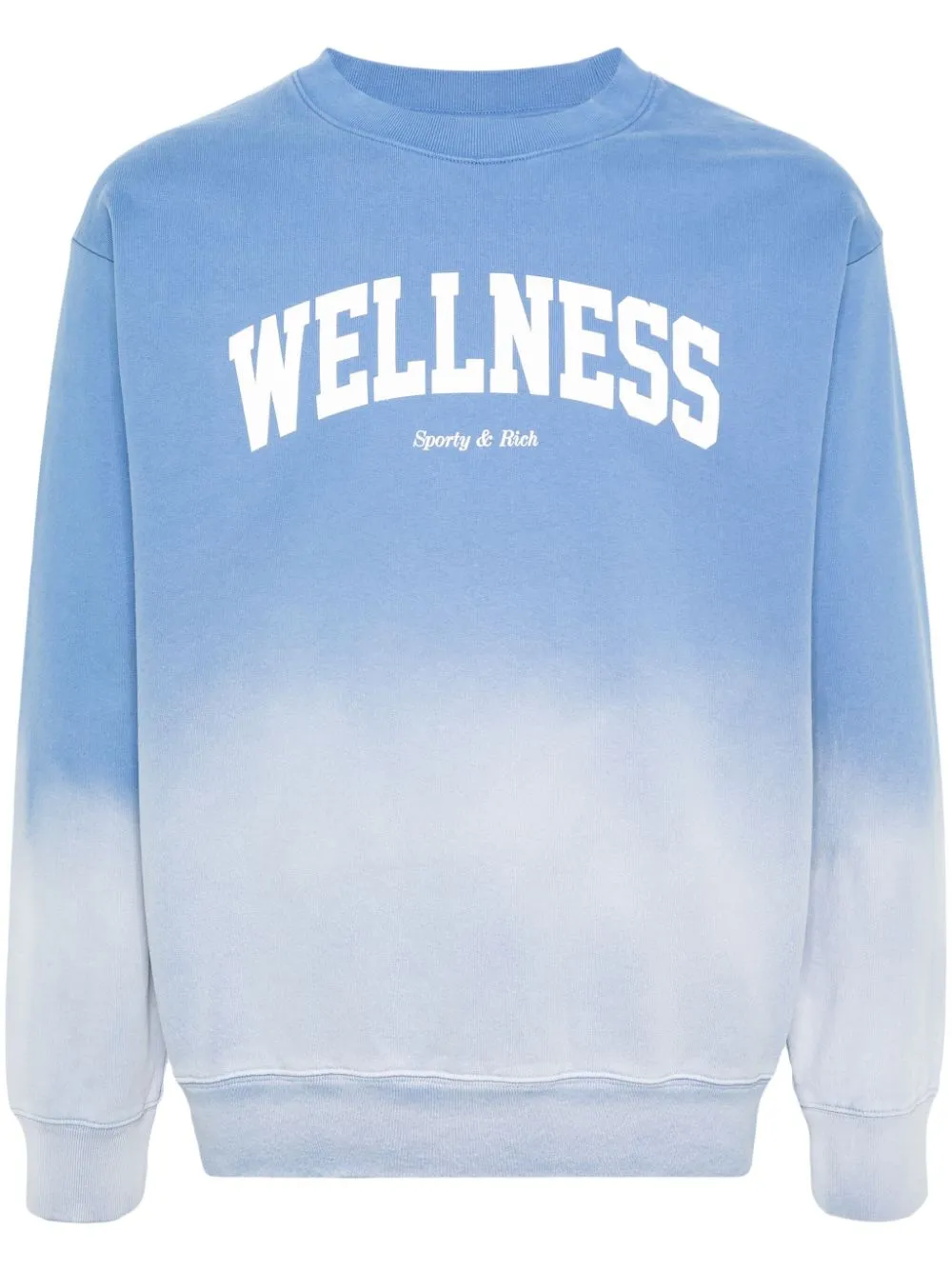 Sporty And Rich Wellness Ivy Ombré Printed Cotton-jersey Sweatshirt In Blue
