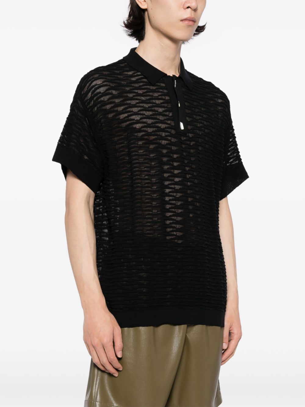 NAMACHEKO TEXTURED FINISH SHEER POLO SHIRT 