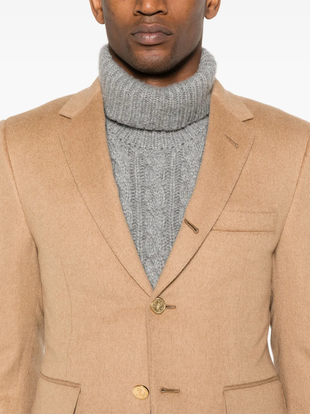 Shop Thom Browne Single-breasted Brushed Blazer In Neutrals