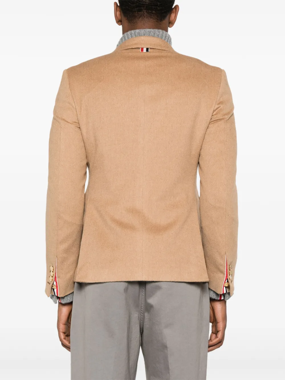 Shop Thom Browne Single-breasted Brushed Blazer In Neutrals