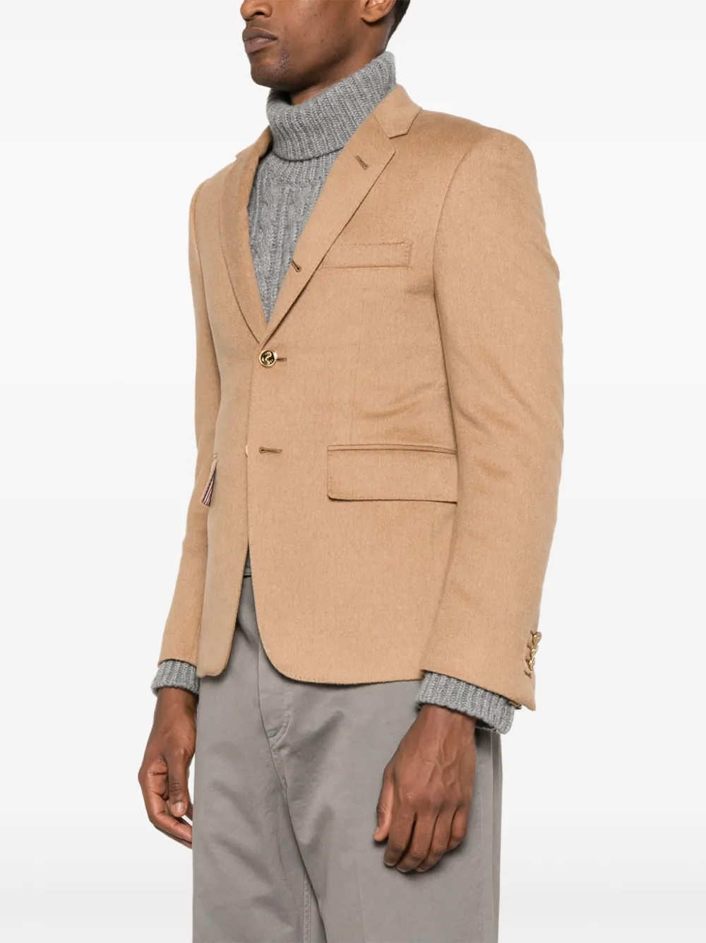 Shop Thom Browne Single-breasted Brushed Blazer In Neutrals