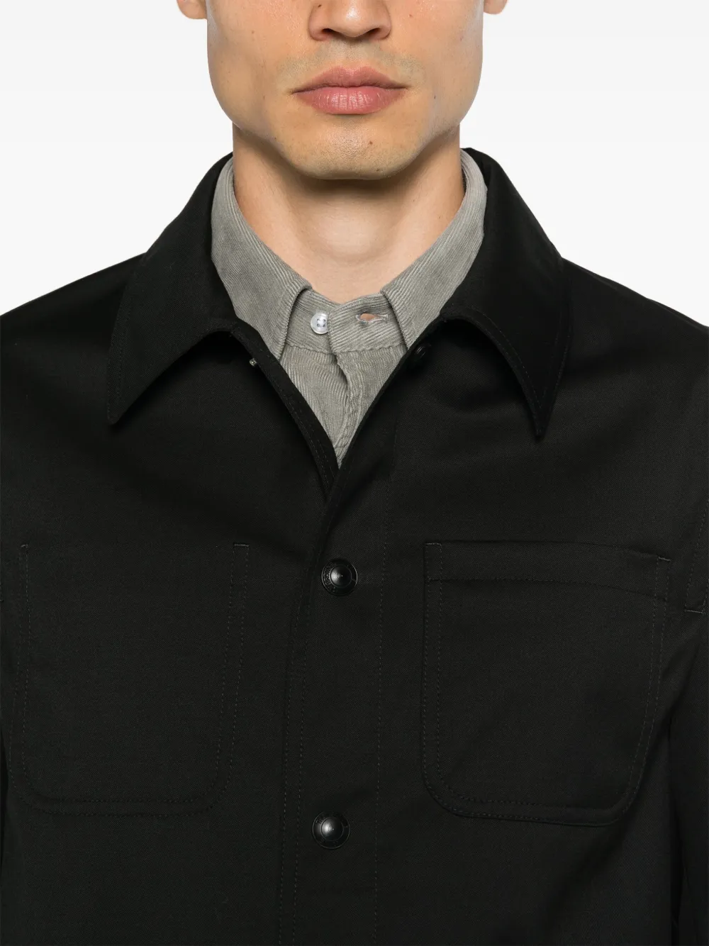 Thom Browne Wollen shirtjack Zwart