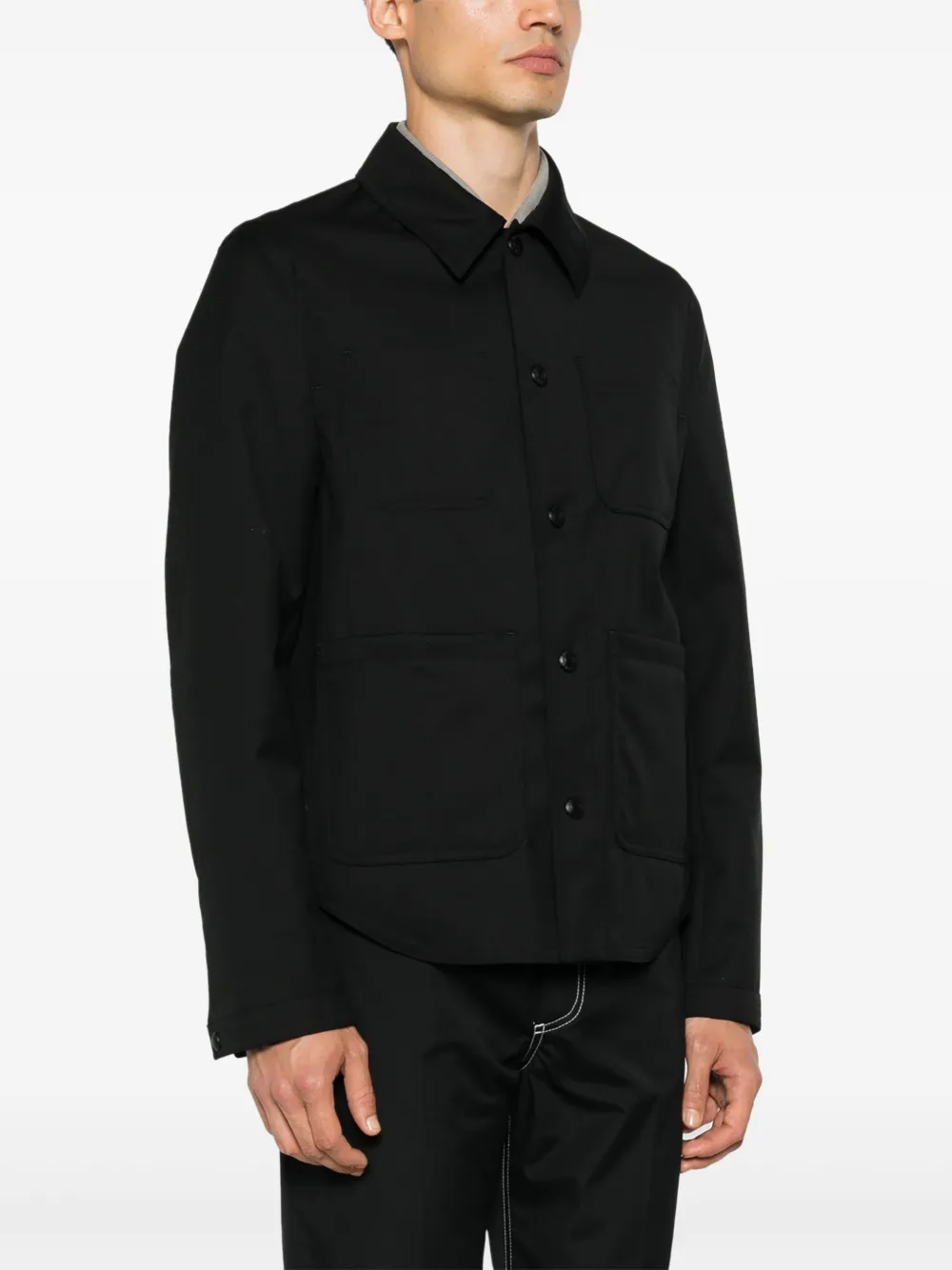 Thom Browne Wollen shirtjack Zwart