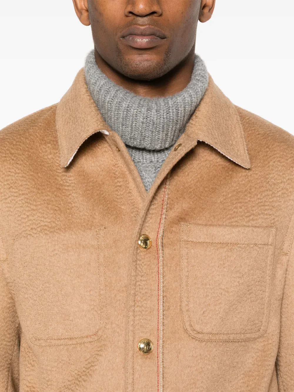 Thom Browne Shirtjack met geborsteld-effect Bruin