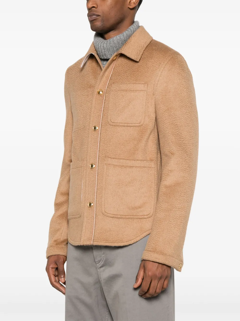 Thom Browne Shirtjack met geborsteld-effect Bruin