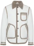 Thom Browne shearling-trim leather jacket - White