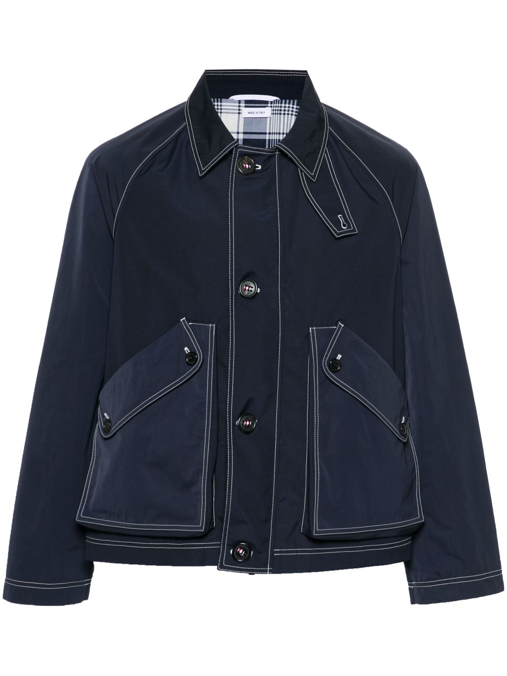 Thom Browne contrast-stitching raglan jacket - Blue