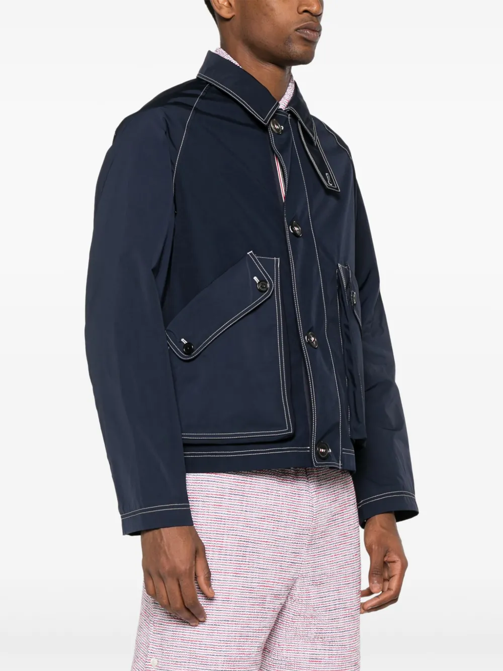 Thom Browne Jack met contrasterende stiksels Blauw