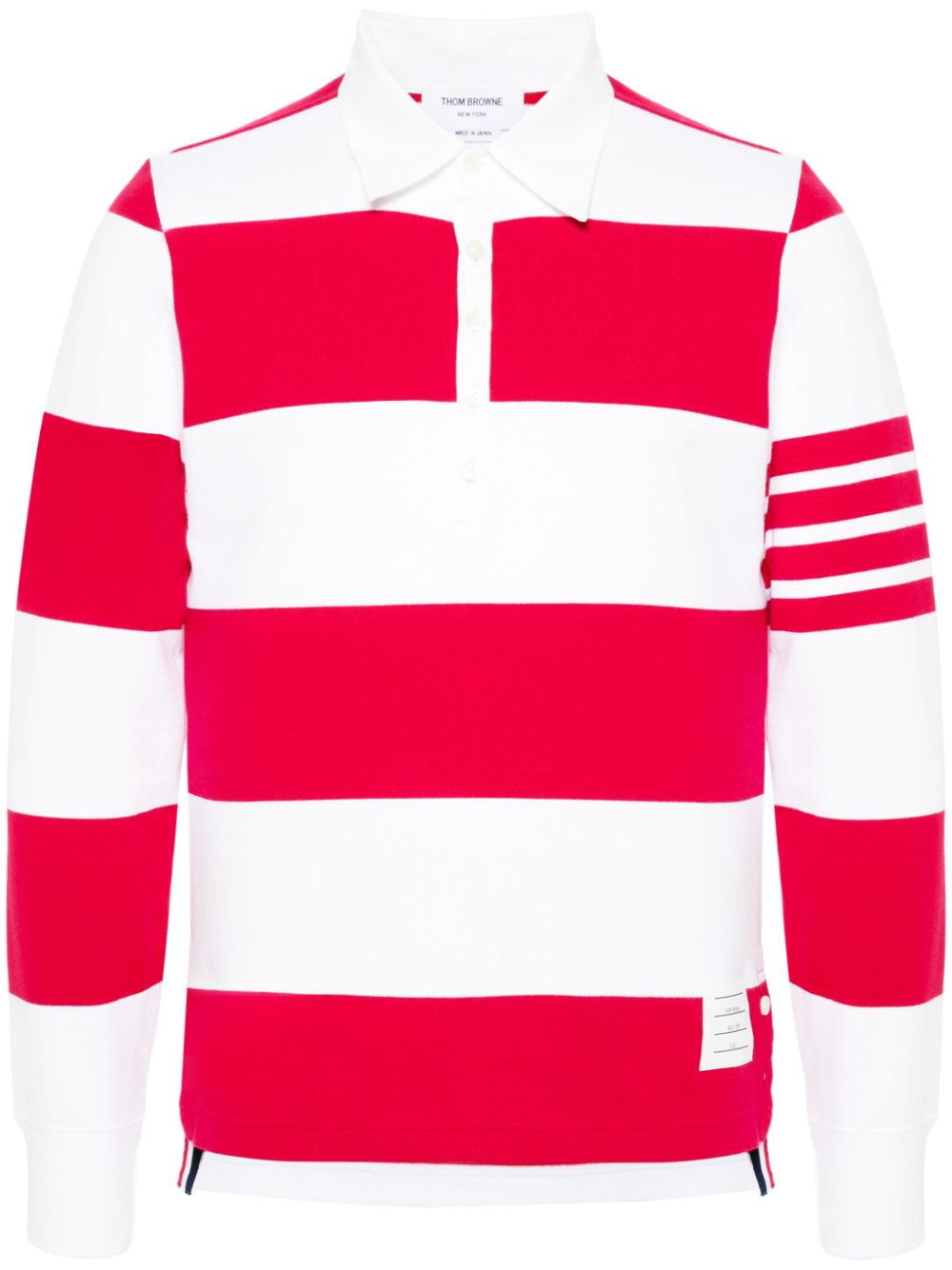 Thom Browne striped knitted polo shirt - Red