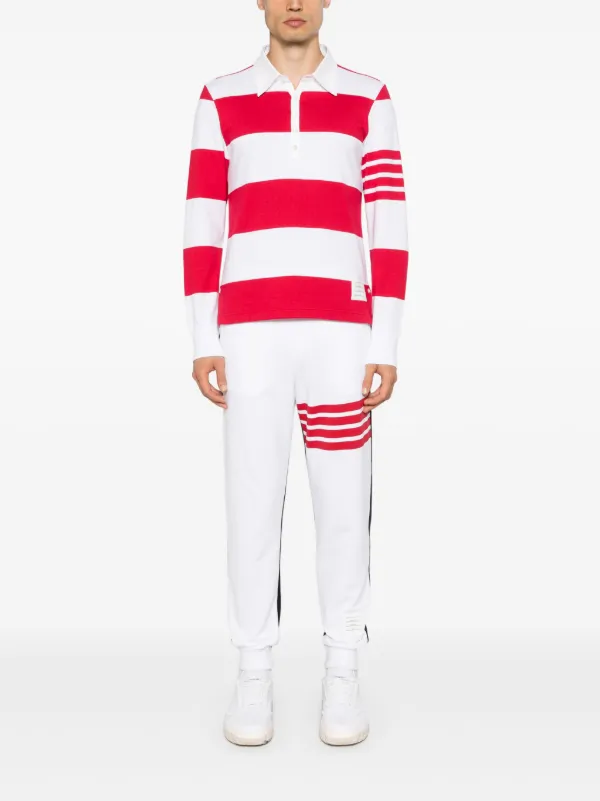 Thom Browne ストライプ ニットポロシャツ | レッド | FARFETCH JP