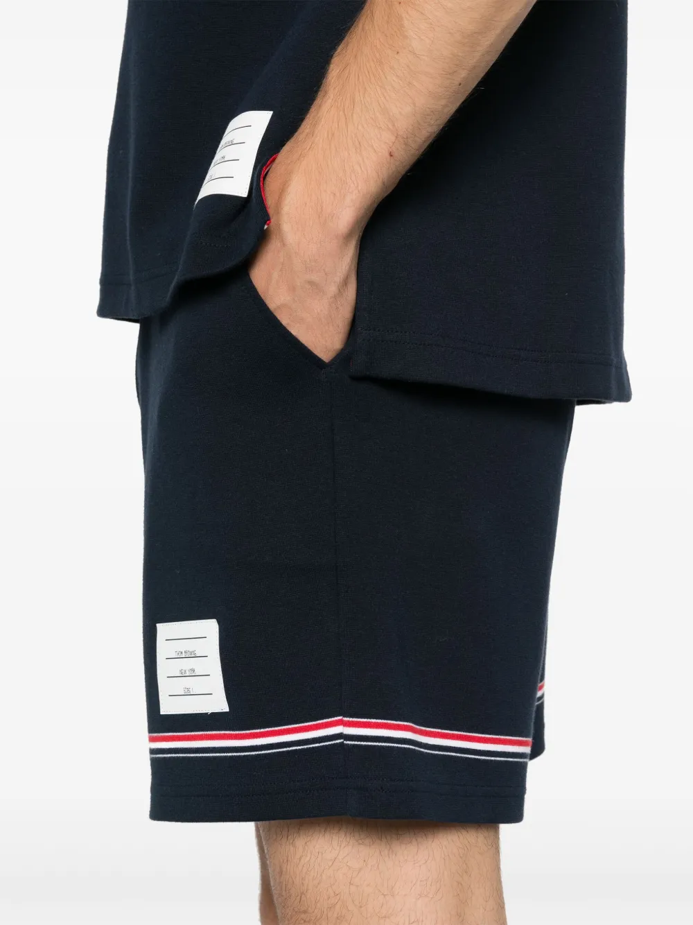 Thom Browne Mid waist trainingsshorts Blauw