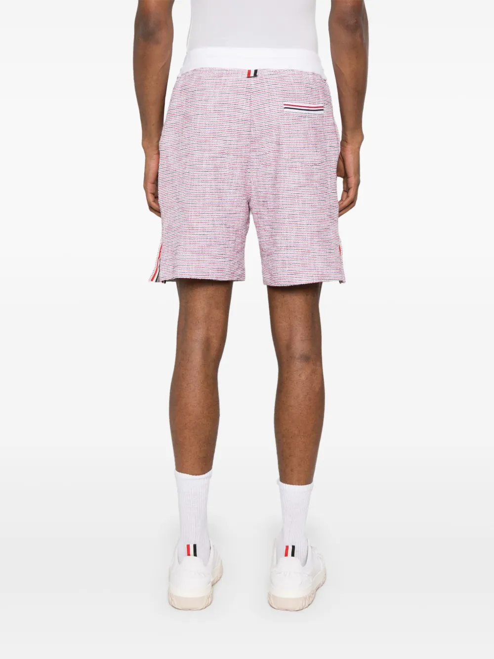 THOM BROWNE MID-RISE TWEED TRACK SHORTS