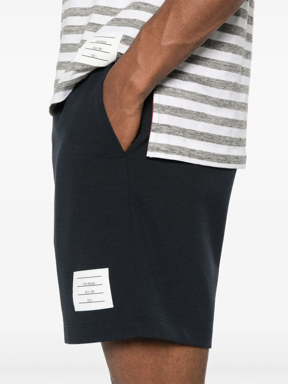 Thom Browne Mid waist trainingsshorts Blauw