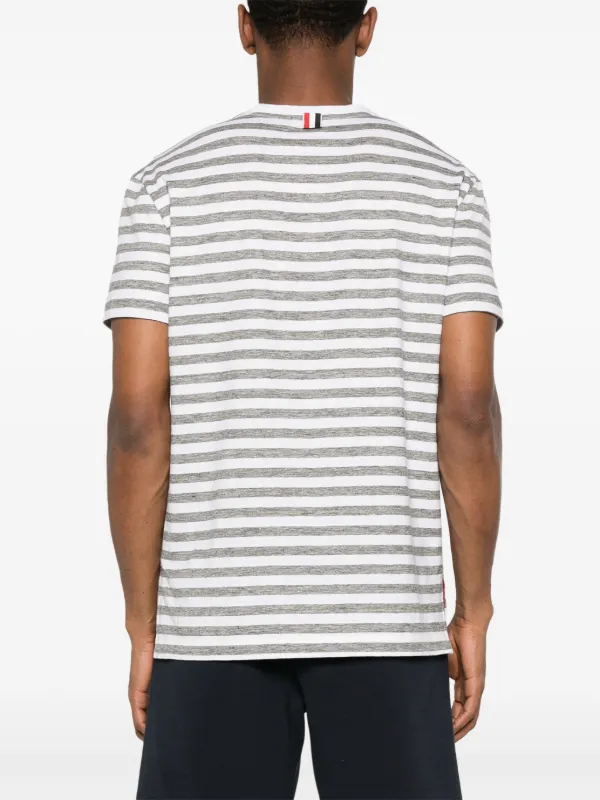 Tシャツ・カットソー Thom Browne White T-Shirt With Stripes Thom Browne Striped Linen T-shirt | White | FARFETCH PL