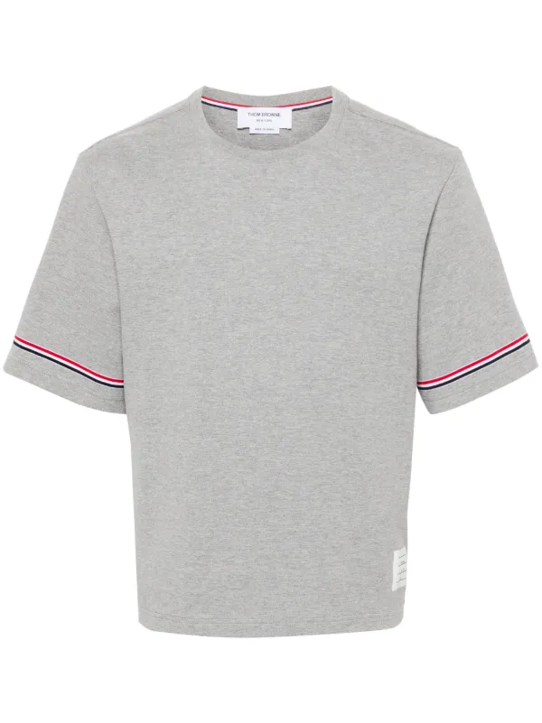 Thom Browne RWB-stripe Cotton T-shirt Grey FARFETCH NO