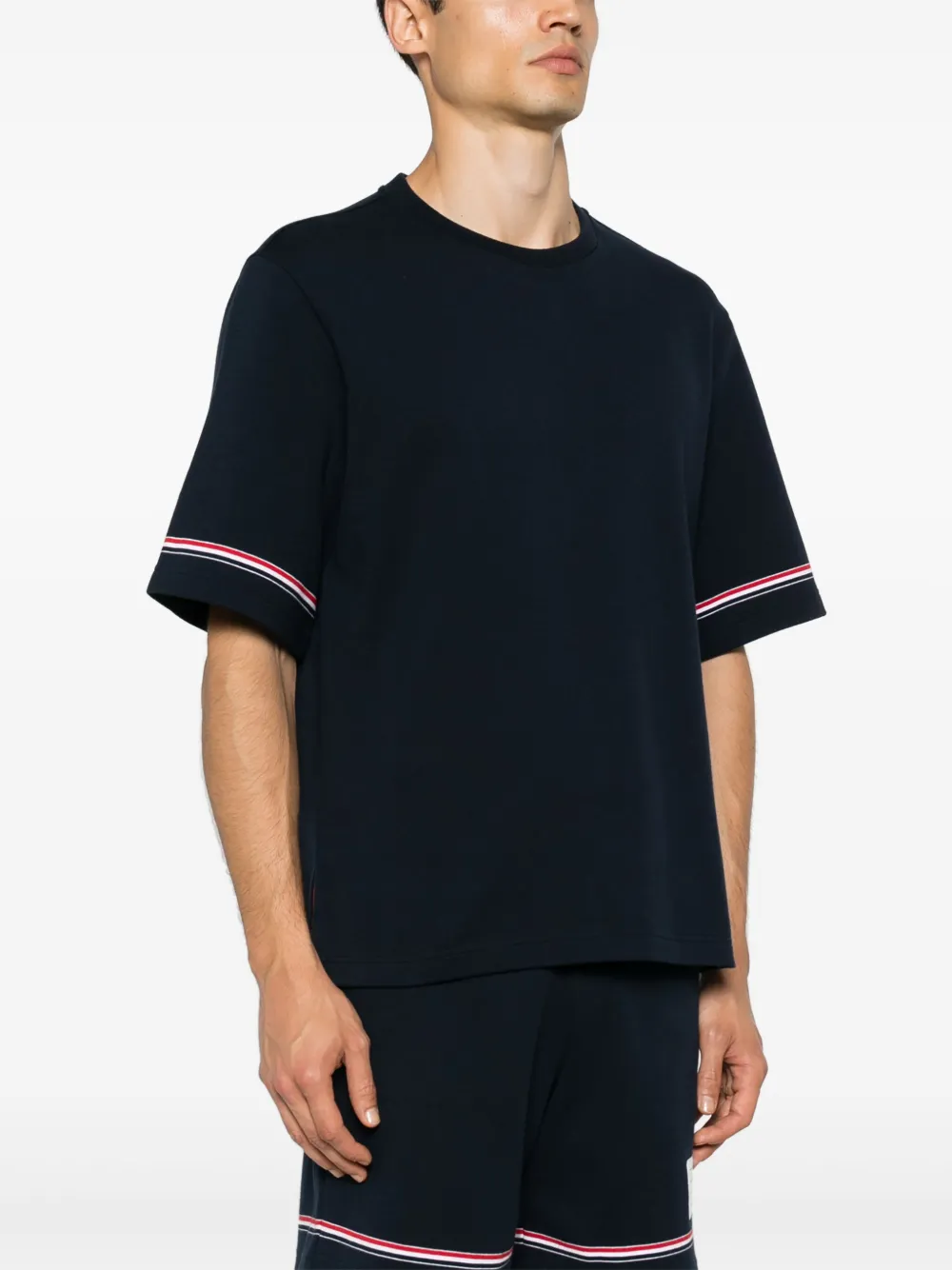 Thom Browne T-shirt met RWB-streep Blauw