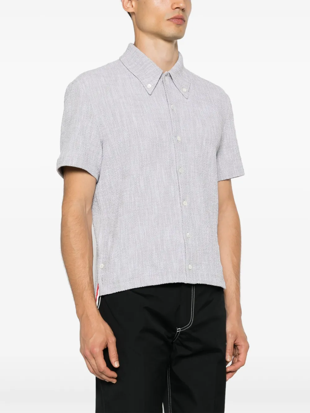 Shop Thom Browne Rwb-stripe Tweed Shirt In Grey