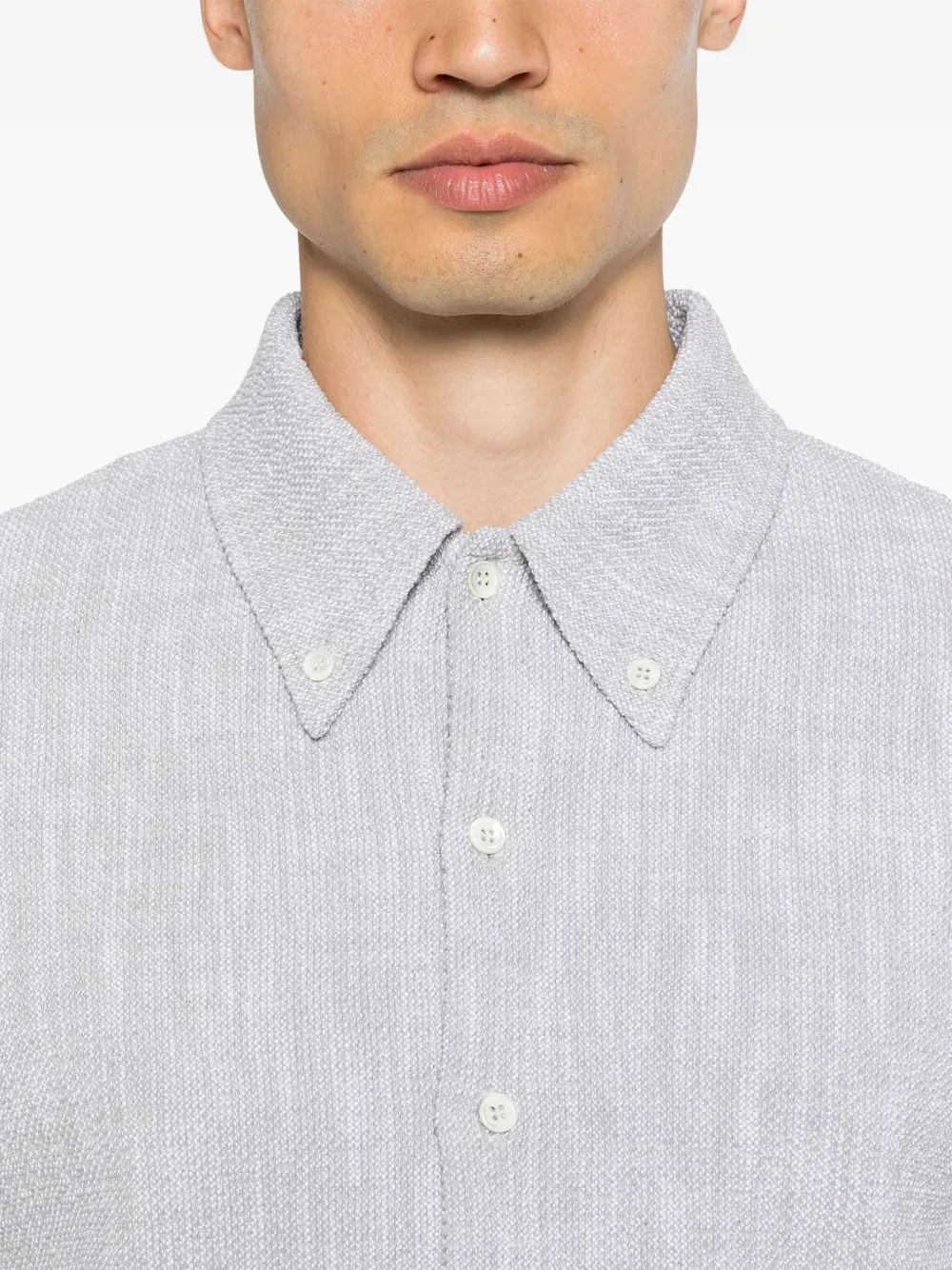 Shop Thom Browne Rwb-stripe Tweed Shirt In Grey