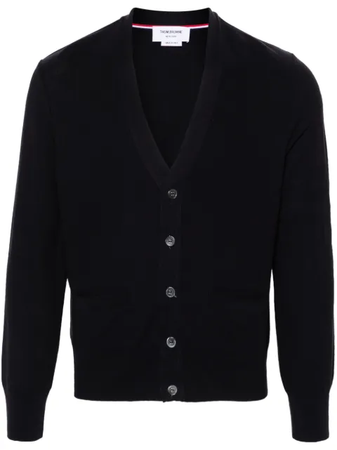 Thom Browne cardigan en soie à détail 4 bandes signature