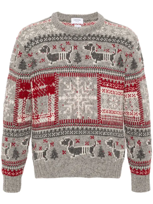 Thom Browne Fair Isle Intarsia Jumper | Grey | FARFETCH