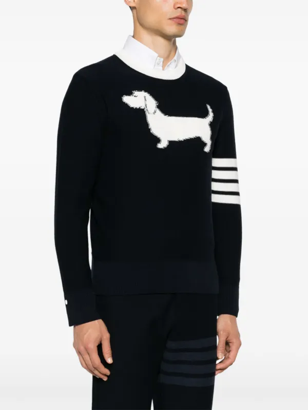 Thom Browne Hector インターシャニット セーター | ブルー Thom Browne Hector インターシャニット セーター | ブルー