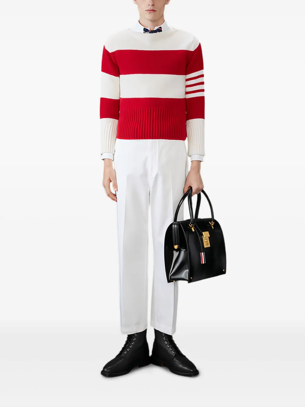 Thom Browne striped boat-neck pullover - Rood